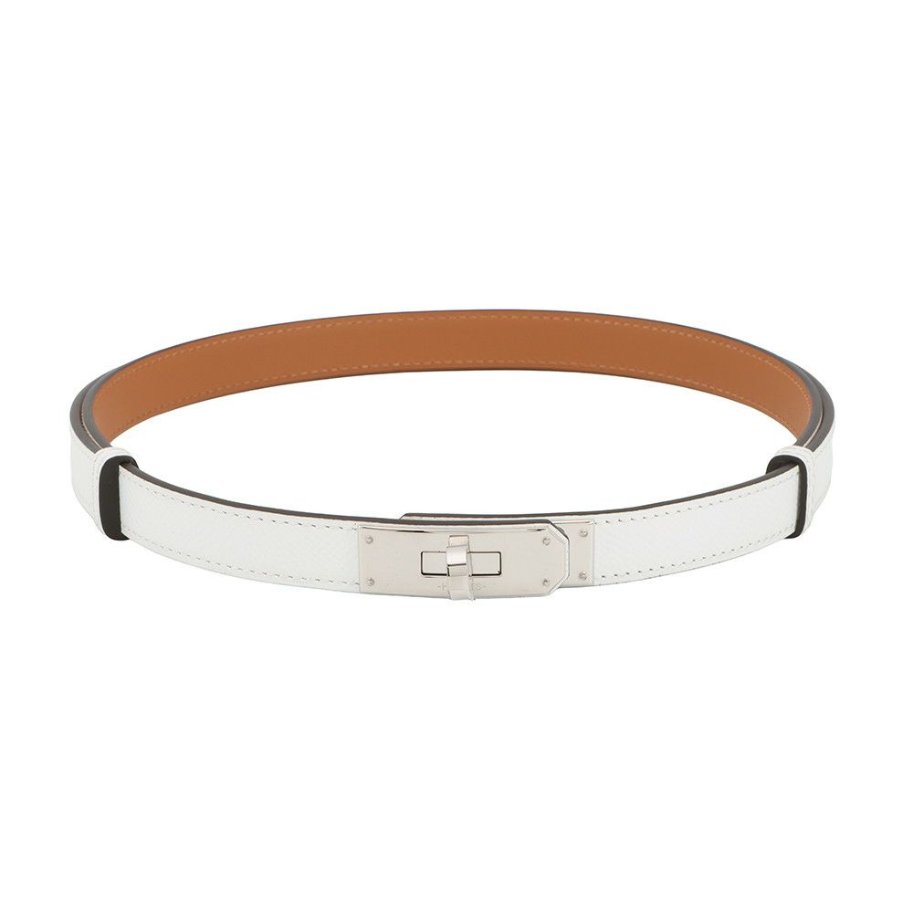 エルメス ケリーベルト18 ニューホワイト/シルバー金具 エプソン K刻印 HERMES べルト 白