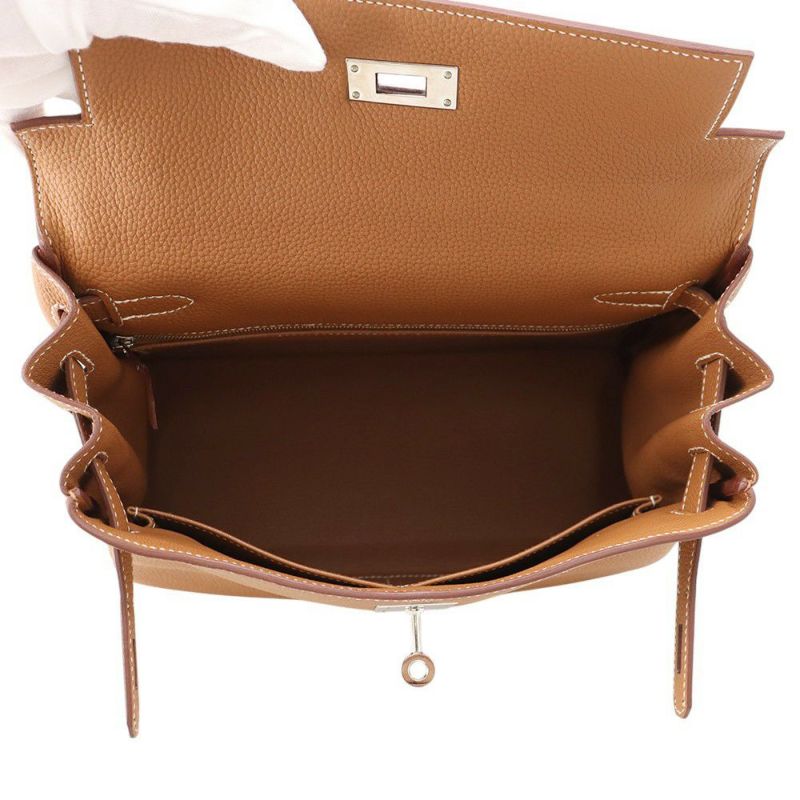 エルメス ハンドバッグ ケリー28 内縫い ゴールド/シルバー金具 トゴ B刻印 2wayショルダー