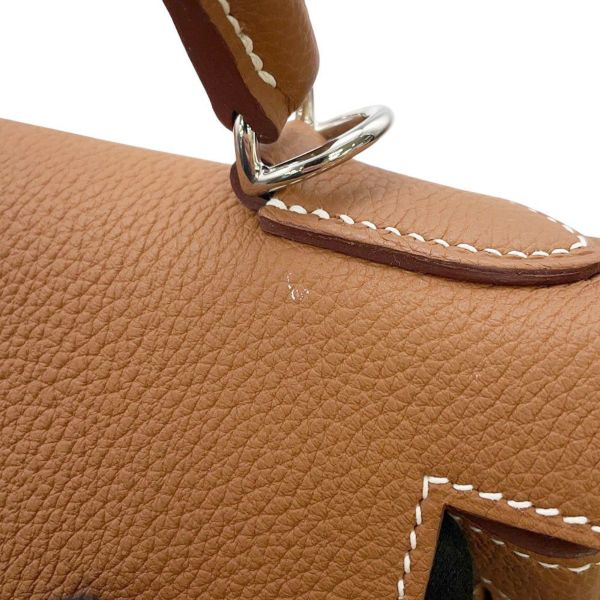 エルメス ハンドバッグ ケリー28 内縫い ゴールド/シルバー金具 トゴ B刻印 2wayショルダー