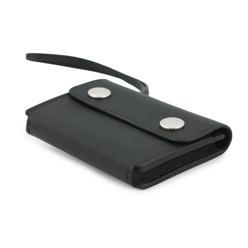 ルメス カードケース エルメスナップ カードケース ブラック/シルバー金具 スイフト W刻印 HERMES 名刺入れ 黒