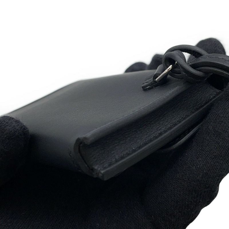 ルメス カードケース エルメスナップ カードケース ブラック/シルバー金具 スイフト W刻印 HERMES 名刺入れ 黒