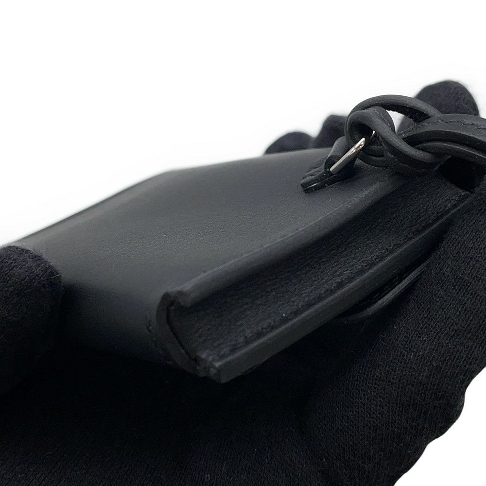 ルメス カードケース エルメスナップ カードケース ブラック/シルバー金具 スイフト W刻印 HERMES 名刺入れ 黒