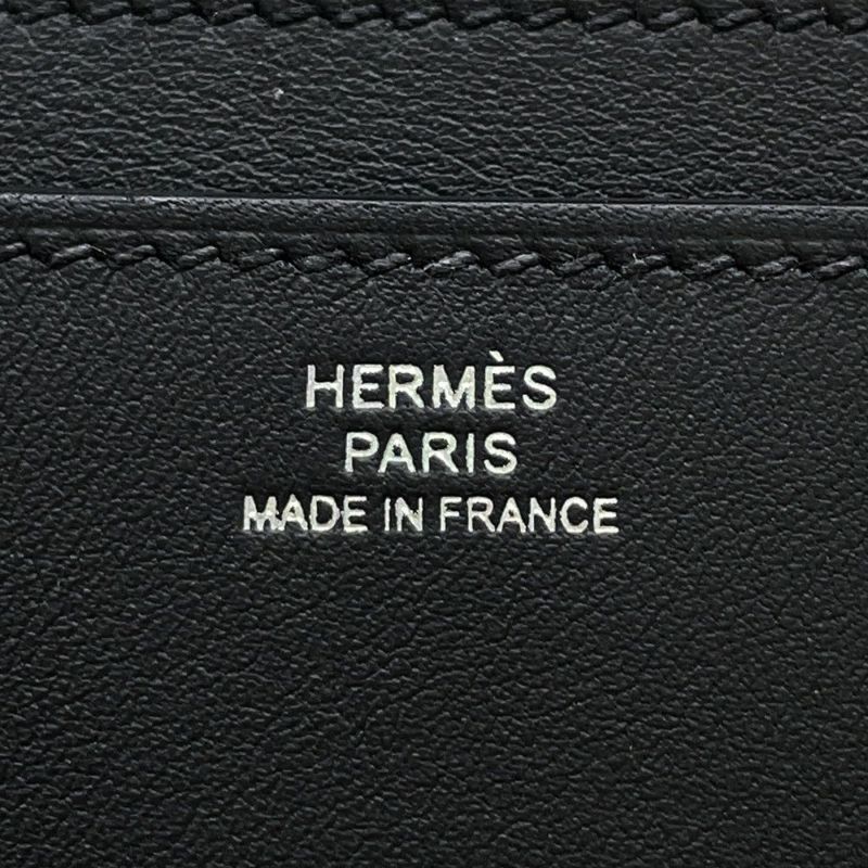 ルメス カードケース エルメスナップ カードケース ブラック/シルバー金具 スイフト W刻印 HERMES 名刺入れ 黒
