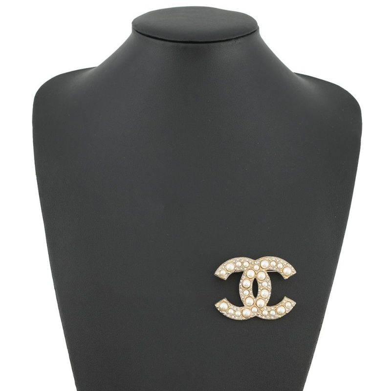 シャネル ブローチ ココマーク メタル フェイクパール ラインストーン F23V A64762 CHANEL アクセサリー