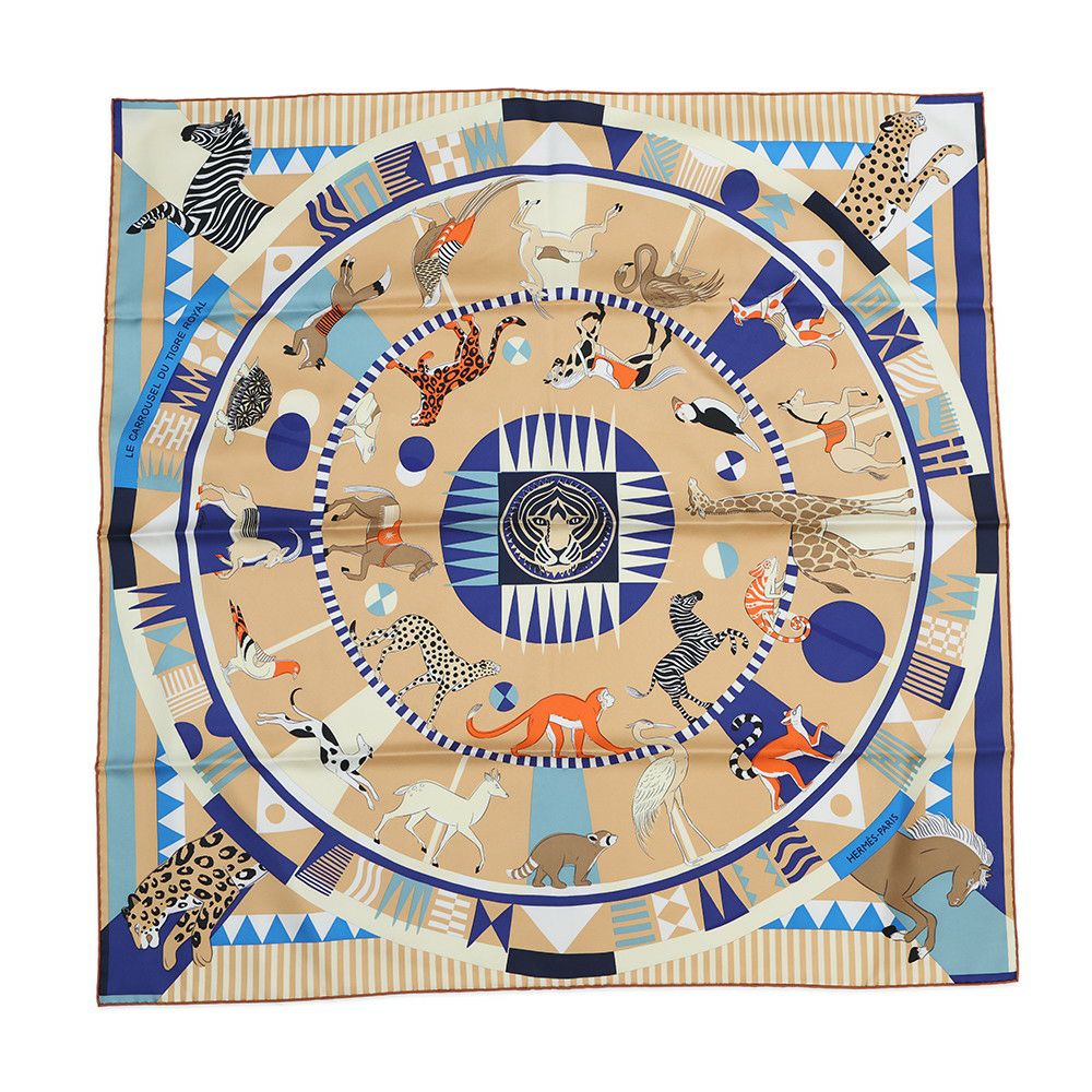 エルメス スカーフ カレ90 ロイヤルタイガーのカルーセル Le Carrousel du Tigre シルク HERMES 2025春夏