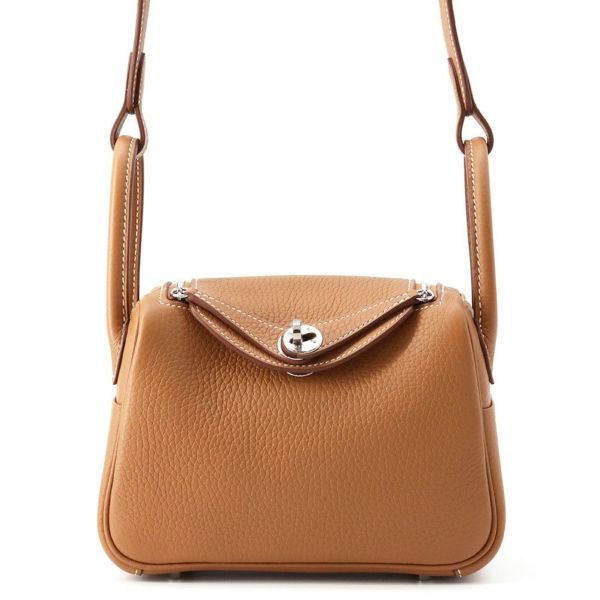 エルメス リンディ ミニ ゴールド/シルバー金具 トリヨンクレマンス K刻印 2wayショルダー