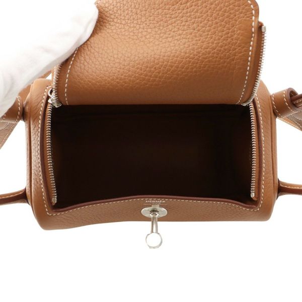 エルメス リンディ ミニ ゴールド/シルバー金具 トリヨンクレマンス K刻印 2wayショルダー