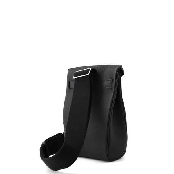 エルメス ボディバッグ ケリー アッカドPM ブラック/シルバー金具 トゴ B刻印 メンズ 黒