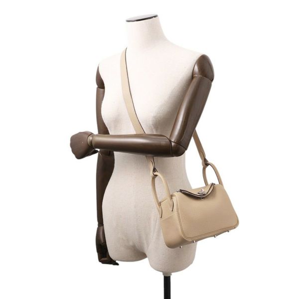 エルメス リンディ ミニ ヴェルソ トレンチ/エトゥープ/シルバー金具 トリヨンクレマンス K刻印 2wayショルダー