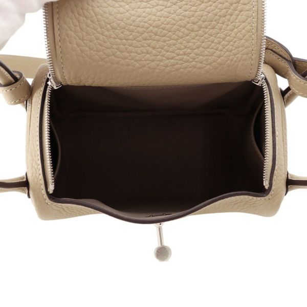 エルメス リンディ ミニ ヴェルソ トレンチ/エトゥープ/シルバー金具 トリヨンクレマンス K刻印 2wayショルダー