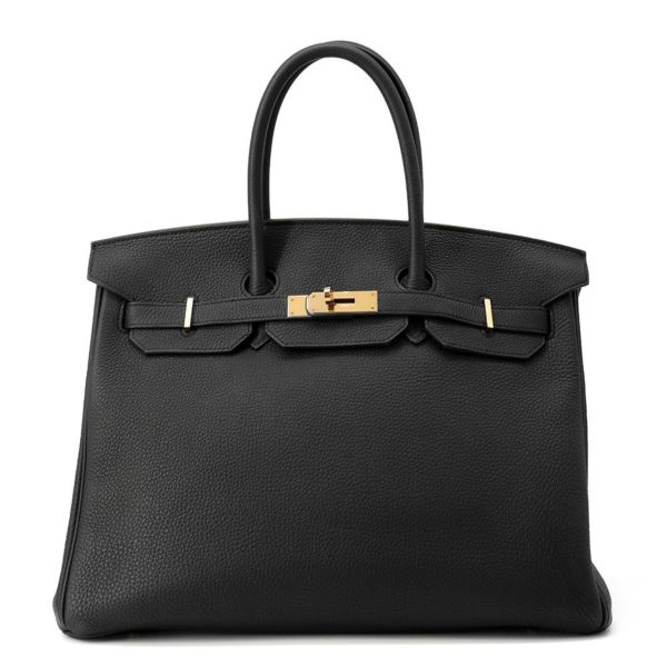 エルメス バーキン35 ブラック/ピンクゴールド金具 トゴ Y刻印 HERMES Birkin ハンドバッグ 黒