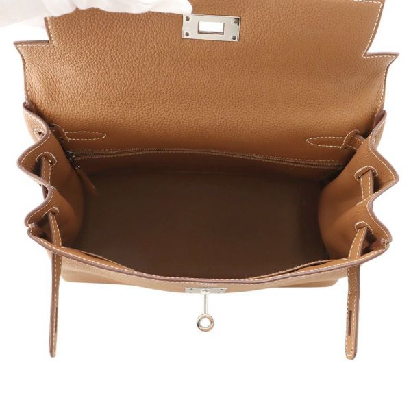 エルメス ハンドバッグ ケリー28 内縫い ゴールド/シルバー金具 トゴ B刻印 2wayショルダー