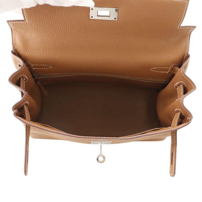 エルメス ハンドバッグ ケリー28 内縫い ゴールド/シルバー金具 トゴ B刻印 2wayショルダー