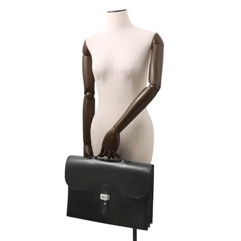 エルメス ブリーフケース サック・ア・デペッシュ41 ブラック/シルバー金具 ボックスカーフ D刻印 メンズ 黒