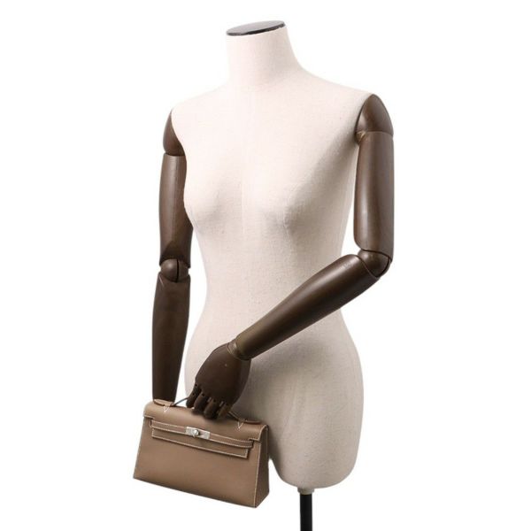 エルメス ハンドバッグ ポシェットケリー エトゥープ/シルバー金具 スイフト K刻印