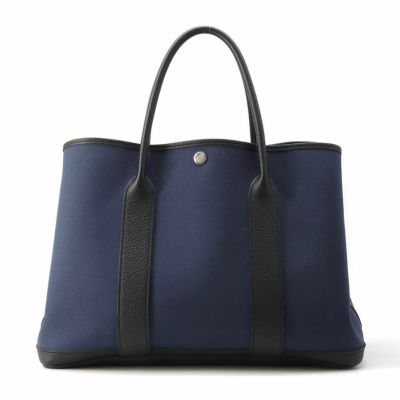 エルメス トートバッグ ガーデンパーティPM ディープブルー/ブラック/シルバー金具 トワルミリタリー/ネゴンダ D刻印 安心保証