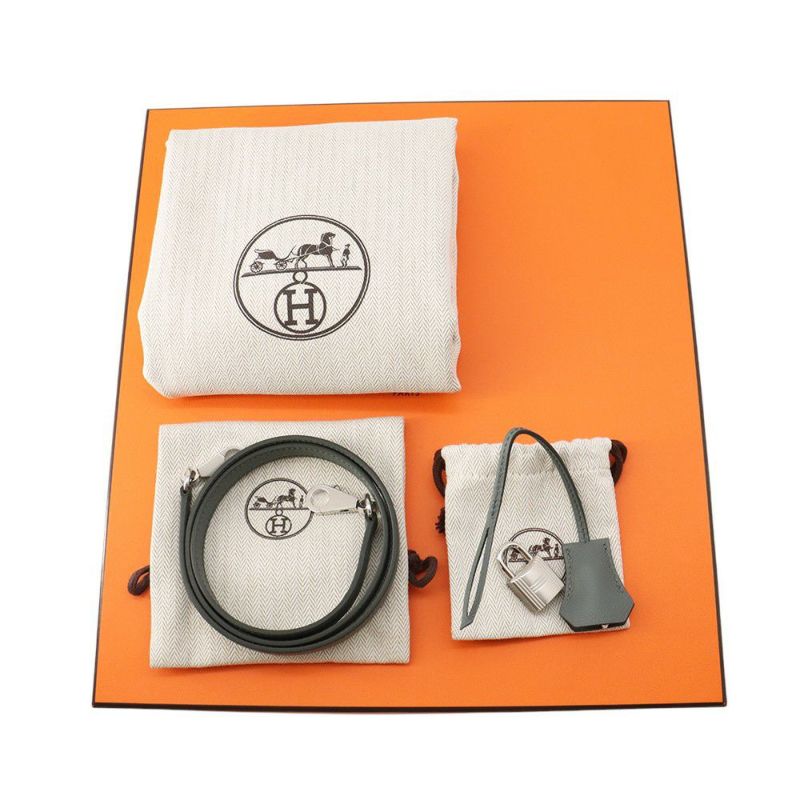 エルメス ハンドバッグ ケリー28 外縫い ヴェールアマンド/シルバー金具 エプソン K刻印 2wayショルダー