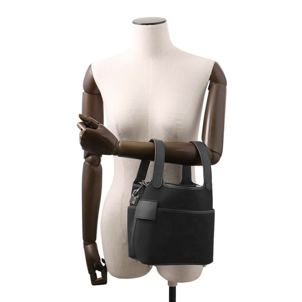 エルメス ハンドバッグ ピコタンロックPM カーゴ ブラック/シルバー金具 トワルゴエラン/スイフト W刻印 黒