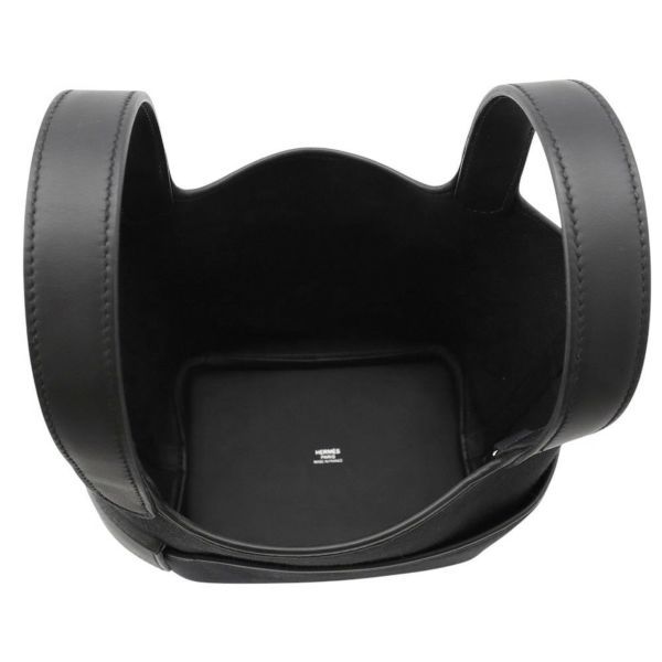 エルメス ハンドバッグ ピコタンロックPM カーゴ ブラック/シルバー金具 トワルゴエラン/スイフト W刻印 黒