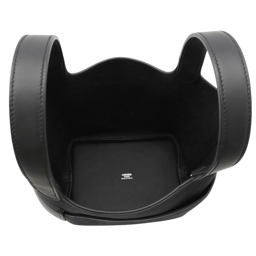 エルメス ハンドバッグ ピコタンロックPM カーゴ ブラック/シルバー金具 トワルゴエラン/スイフト W刻印 黒