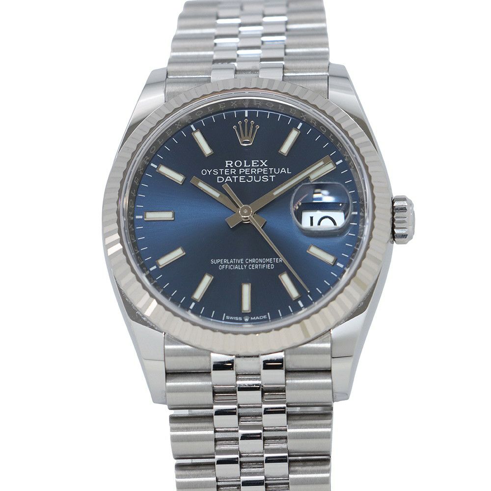 ロレックス デイトジャスト36 SS/K18WG ランダムシリアル ルーレット 126234 ROLEX 腕時計 ブライトブルー文字盤