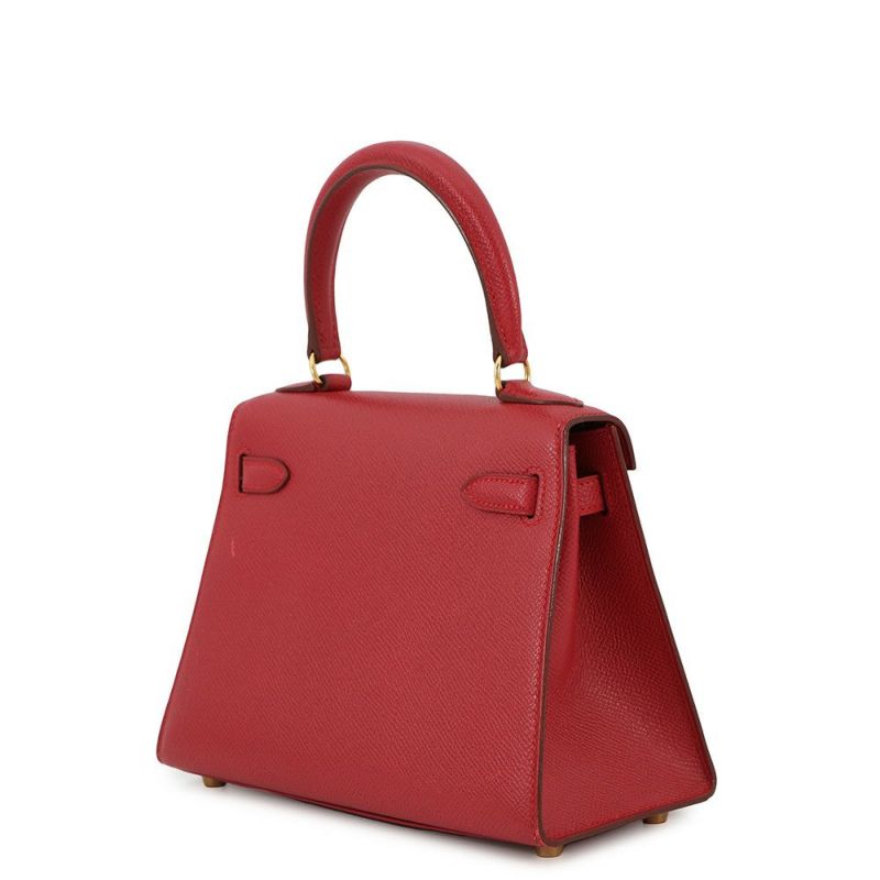 エルメス ハンドバッグ ミニケリー20 外縫い ルージュヴィフ/ゴールド金具 クシュベル □A刻印 2wayショルダー