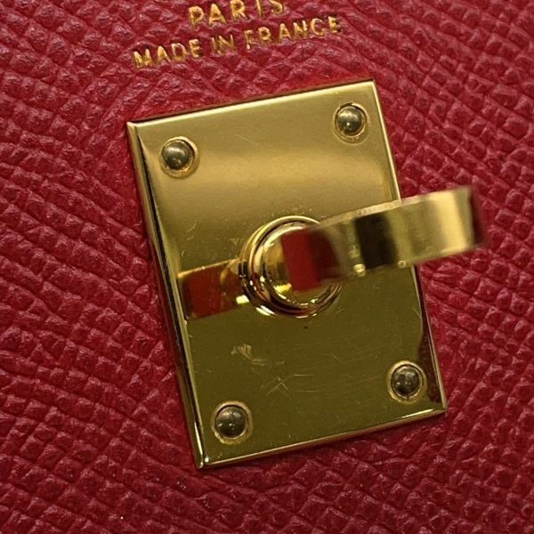 エルメス ハンドバッグ ミニケリー20 外縫い ルージュヴィフ/ゴールド金具 クシュベル □A刻印 2wayショルダー