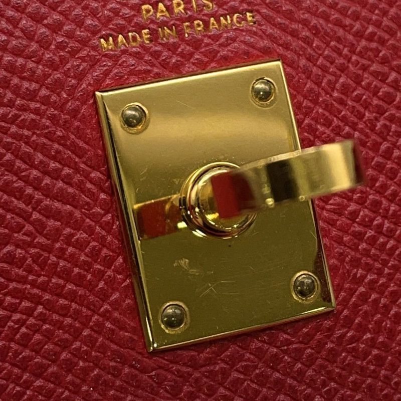 エルメス ハンドバッグ ミニケリー20 外縫い ルージュヴィフ/ゴールド金具 クシュベル □A刻印 2wayショルダー