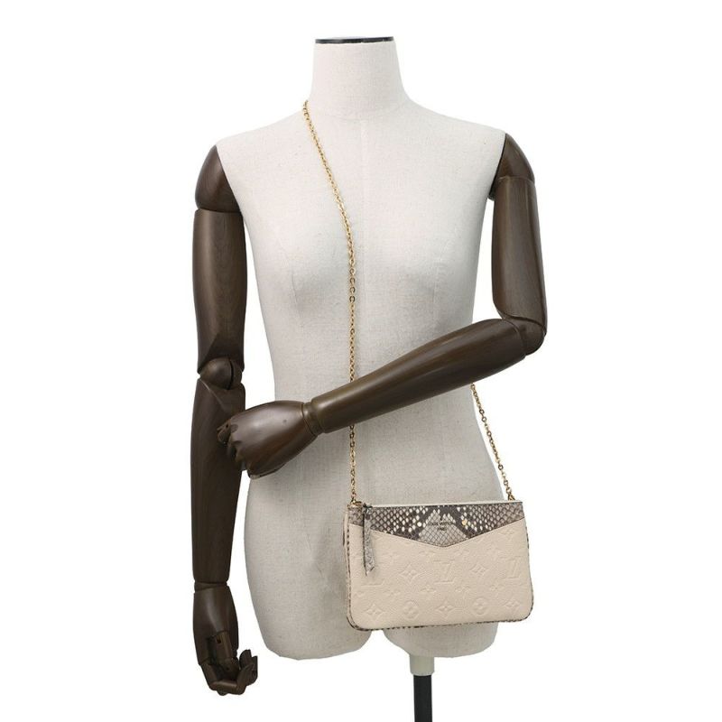 ルイヴィトン ショルダーバッグ モノグラム・アンプラント パイソン ポシェット・ドゥーブル ジップ N96322 LOUIS VUITTON