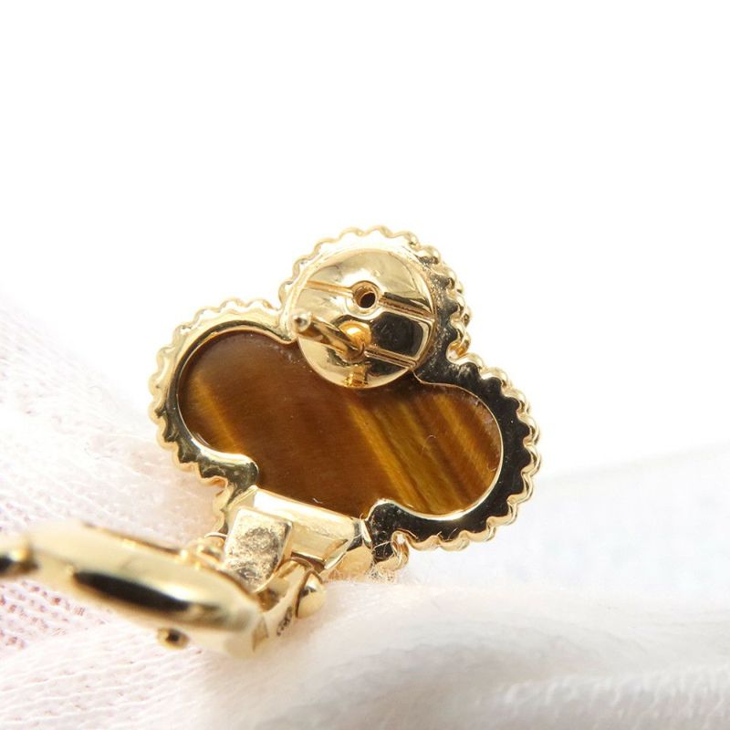 ヴァンクリ ピアス マジック アルハンブラ イヤリング 2モチーフ カーネリアン タイガーズアイ K18YGイエローゴールド VCARN5JR00