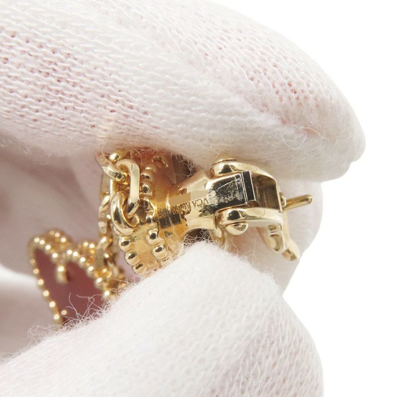 ヴァンクリ ピアス マジック アルハンブラ イヤリング 2モチーフ カーネリアン タイガーズアイ K18YGイエローゴールド VCARN5JR00