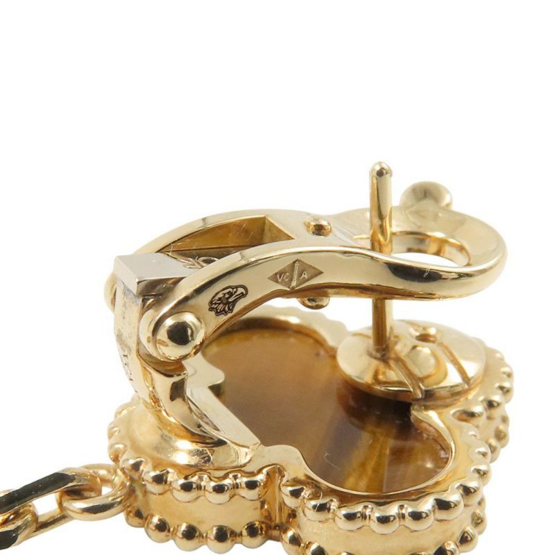 ヴァンクリ ピアス マジック アルハンブラ イヤリング 2モチーフ カーネリアン タイガーズアイ K18YGイエローゴールド VCARN5JR00