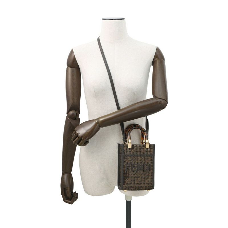 フェンディ ハンドバッグ ズッカ柄 サンシャイン ショッパー ミニ キャンバス スパンコール 8BS051 2way