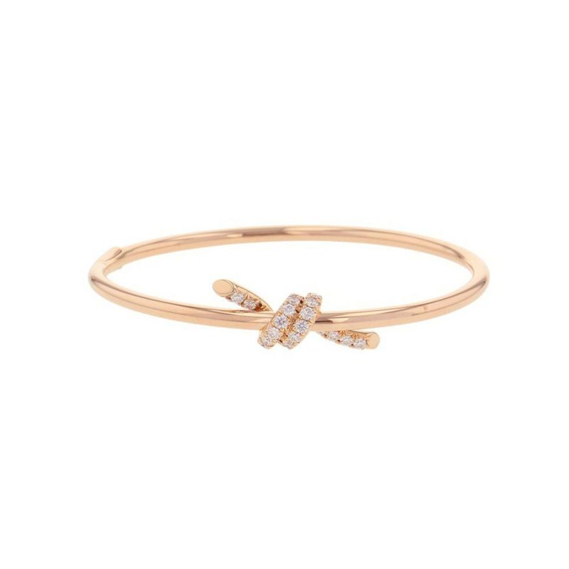 ティファニー ブレスレット ノット ワイヤー バングル ラージ ダイヤモンド 計約0.79ct K18PGピンクゴールド 69345050 ジュエリー