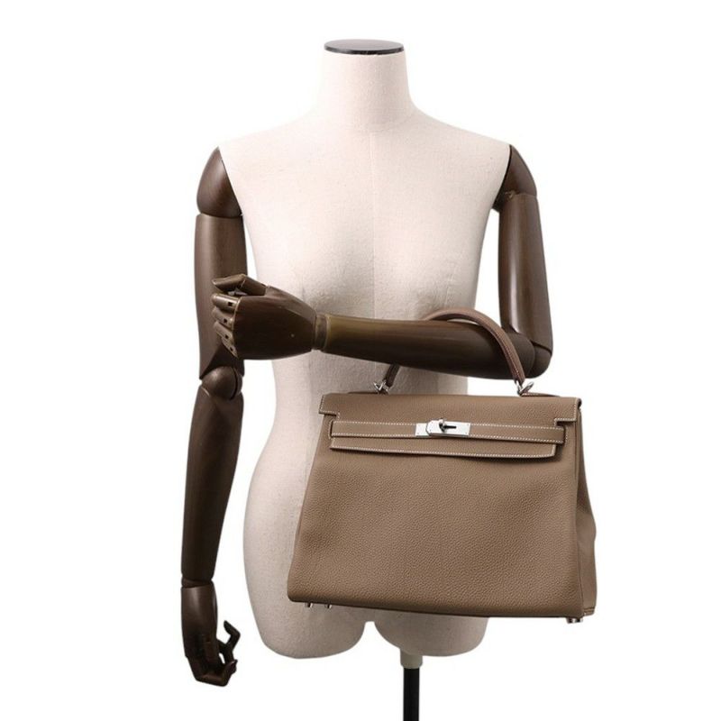 エルメス ハンドバッグ ケリー32 内縫い エトゥープ/シルバー金具 トゴ Y刻印 2wayショルダー