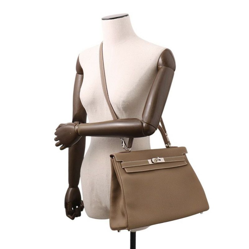 エルメス ハンドバッグ ケリー32 内縫い エトゥープ/シルバー金具 トゴ Y刻印 2wayショルダー