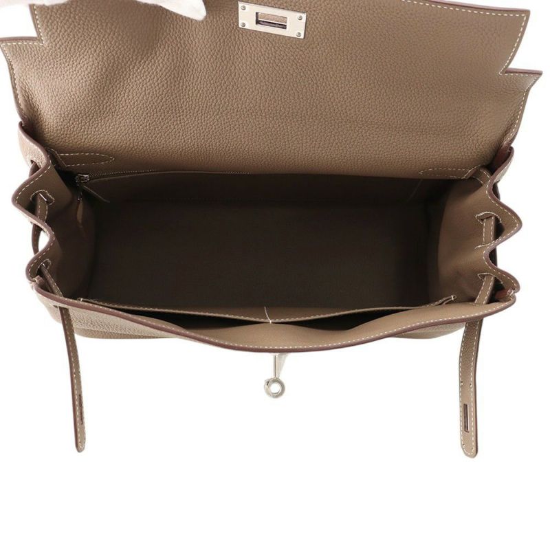 エルメス ハンドバッグ ケリー32 内縫い エトゥープ/シルバー金具 トゴ Y刻印 2wayショルダー