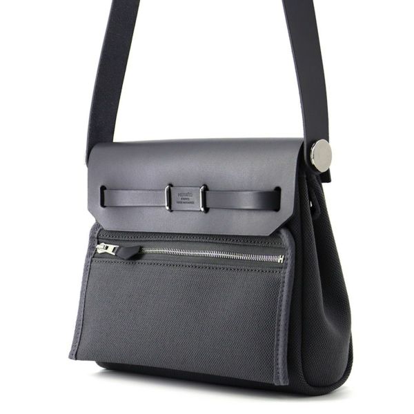 エルメス ショルダーバッグ エールバッグジップ ミニ アルドワーズ/シルバー金具 トワルミリタリー/ヴァッシュハンター K刻印