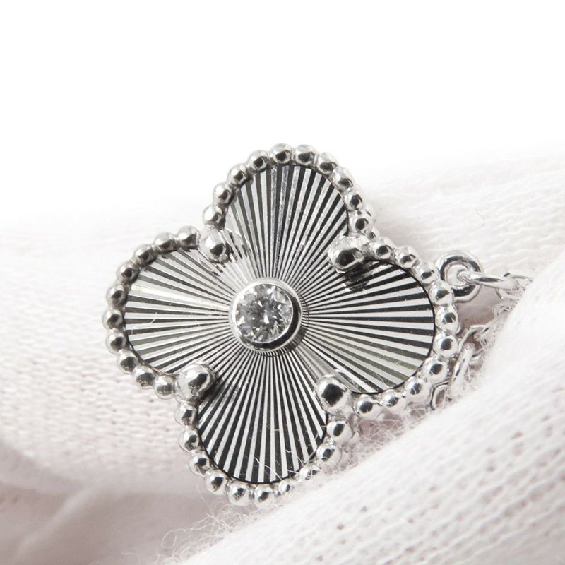 ヴァンクリーフ&アーペル ネックレス ヴィンテージ アルハンブラ ギヨシェ ダイヤ 1P K18WG VCARP6L800 2020年ホリデー限定