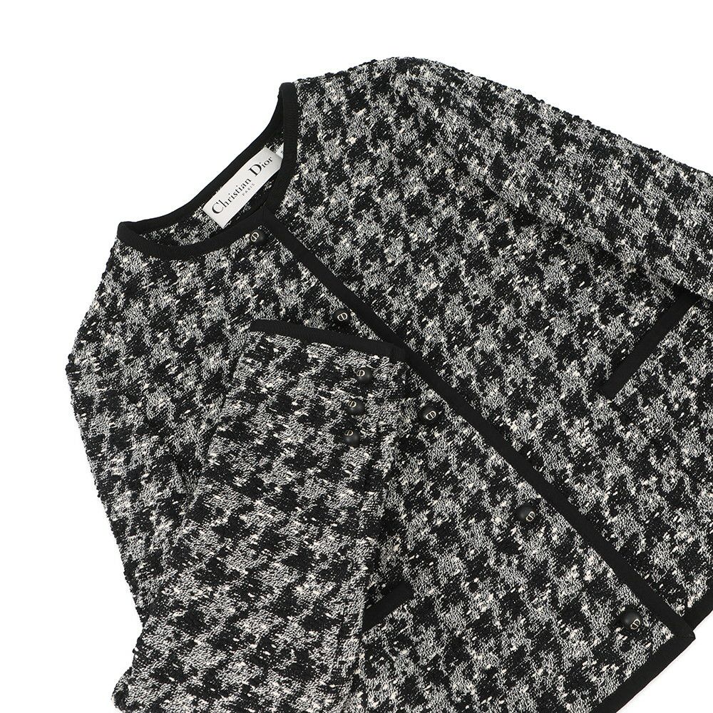 クリスチャン・ディオール ジャケット クロップド 千鳥柄 コットン レディースサイズ36 421V58A7796 アウター 黒