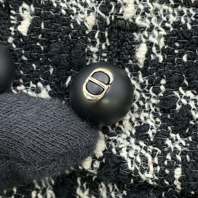 クリスチャン・ディオール ジャケット クロップド 千鳥柄 コットン レディースサイズ36 421V58A7796 アウター 黒