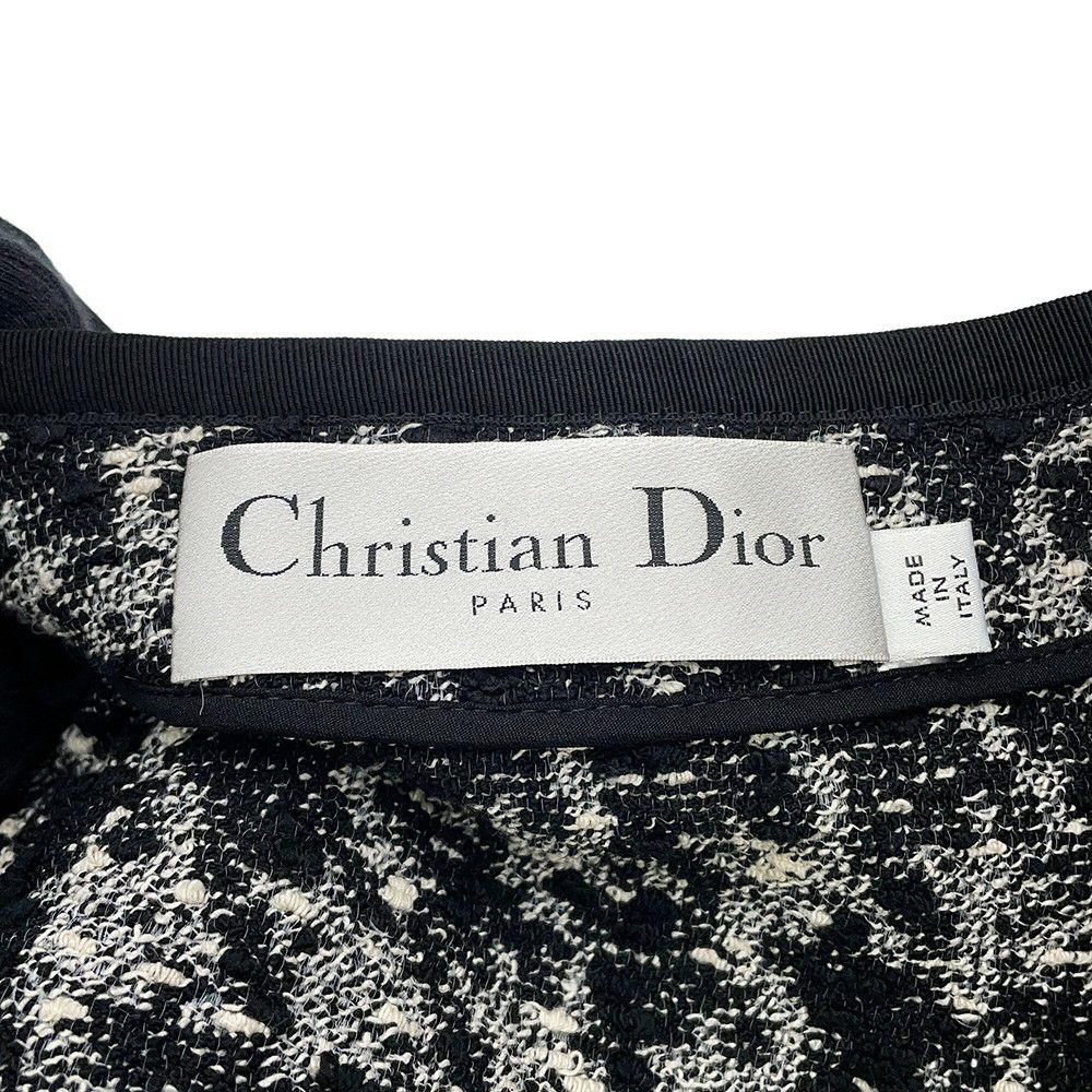 クリスチャン・ディオール ジャケット クロップド 千鳥柄 コットン レディースサイズ36 421V58A7796 アウター 黒