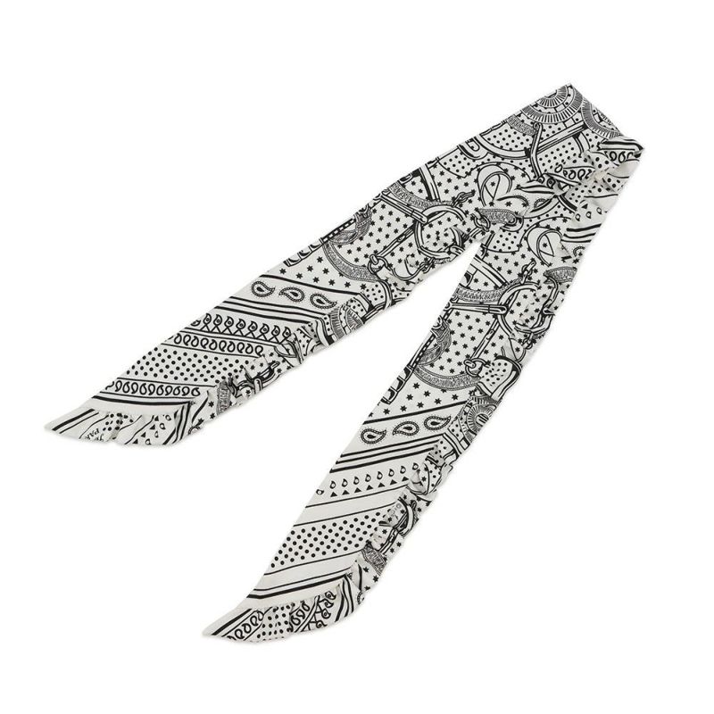 エルメス スカーフ ツイリー フリル エプロン・ドール・バンダナ シルク HERMES 2024年春夏 黒 白