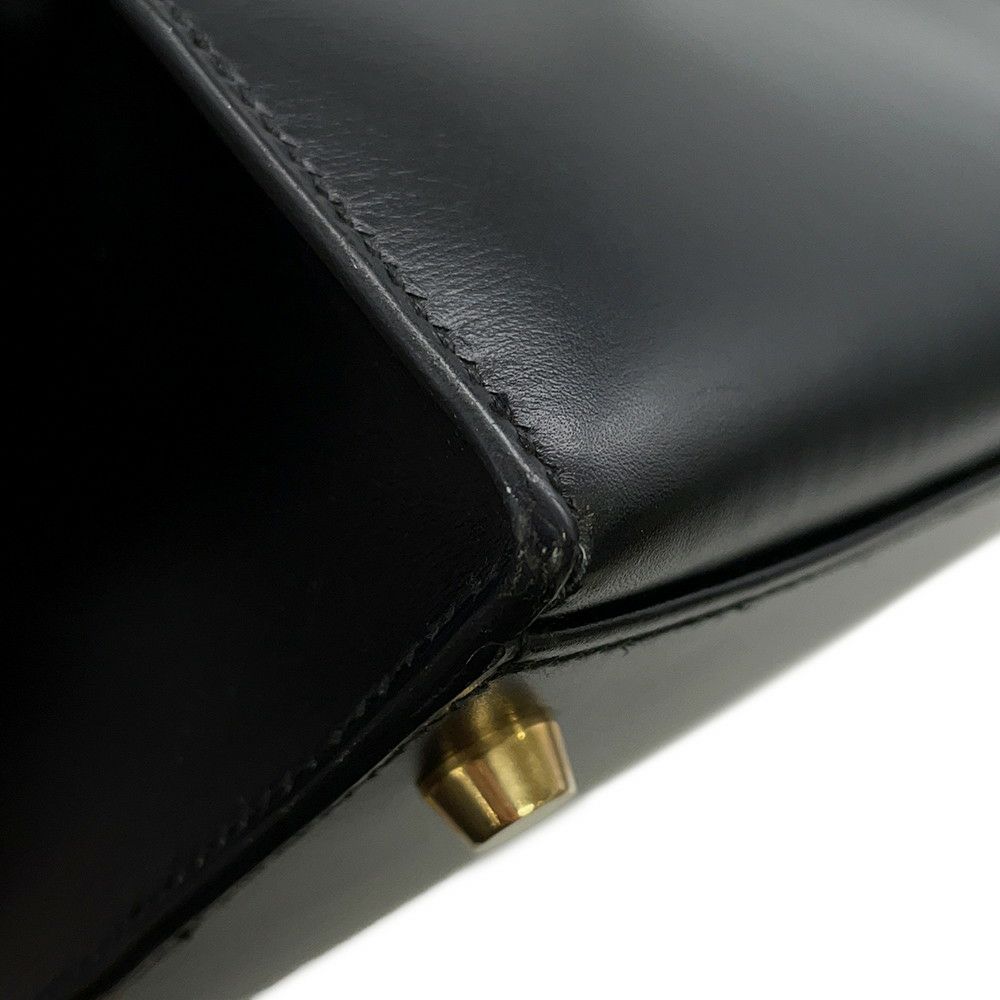 エルメス ハンドバッグ ケリー32 外縫い ブラック/ゴールド金具 ボックスカーフ □B刻印 2wayショルダー 黒