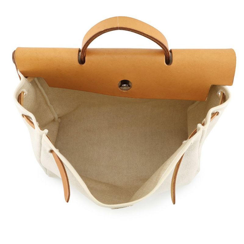 エルメス ショルダーバッグ エールバッグMM エクリュ/ナチュラル/シルバー金具 トワルアッシュ/レザー □E刻印