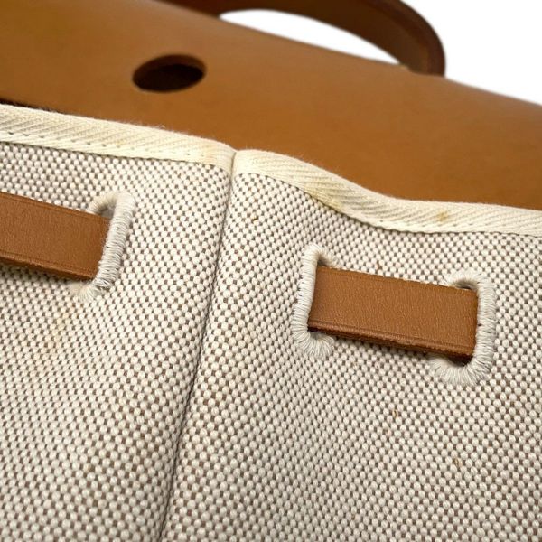 エルメス ショルダーバッグ エールバッグMM エクリュ/ナチュラル/シルバー金具 トワルアッシュ/レザー □E刻印