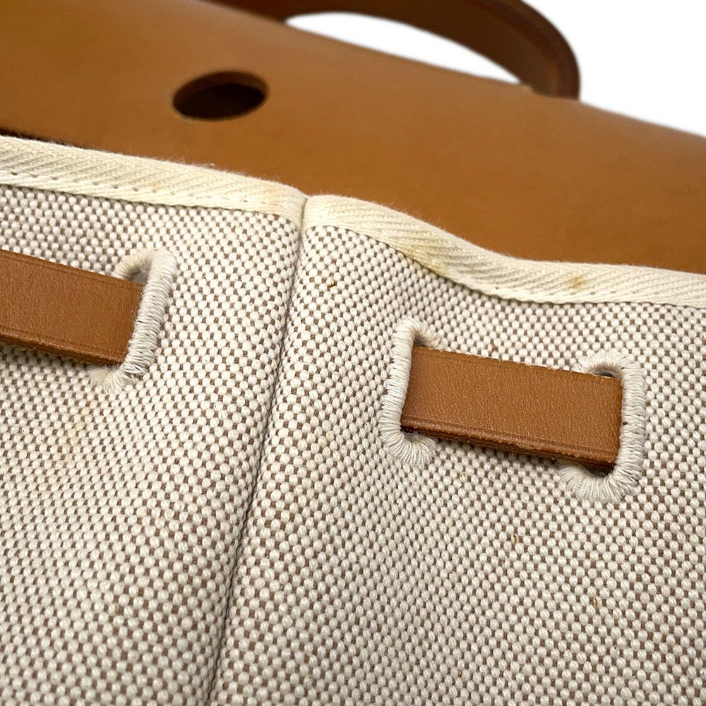 エルメス ショルダーバッグ エールバッグMM エクリュ/ナチュラル/シルバー金具 トワルアッシュ/レザー □E刻印