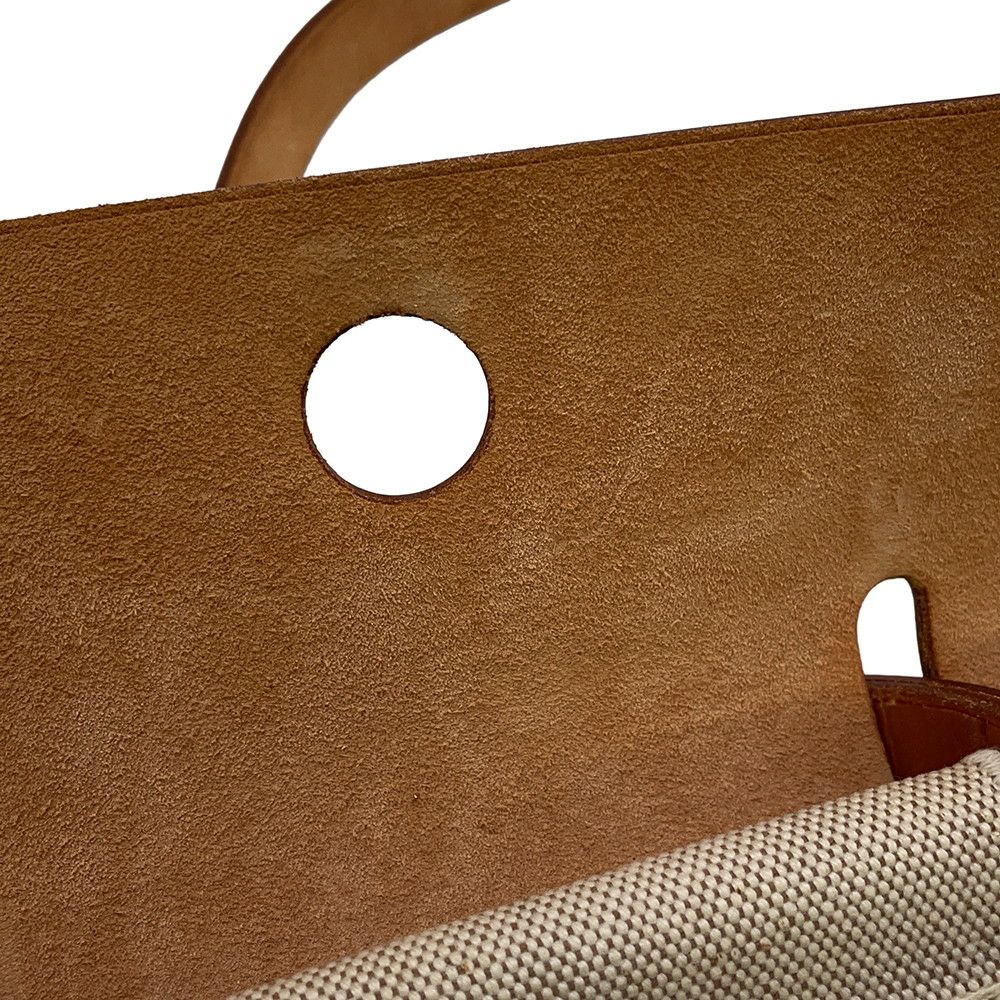 エルメス ショルダーバッグ エールバッグMM エクリュ/ナチュラル/シルバー金具 トワルアッシュ/レザー □E刻印