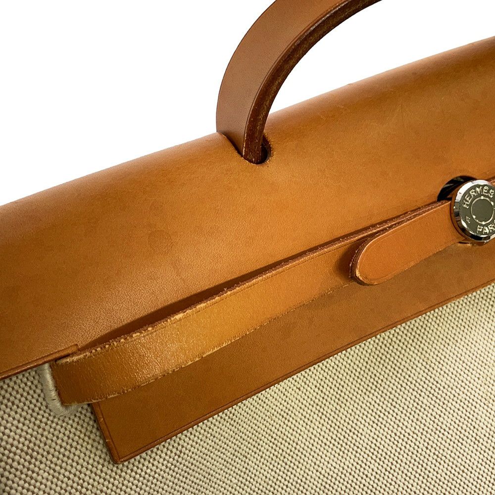 エルメス ショルダーバッグ エールバッグMM エクリュ/ナチュラル/シルバー金具 トワルアッシュ/レザー □E刻印