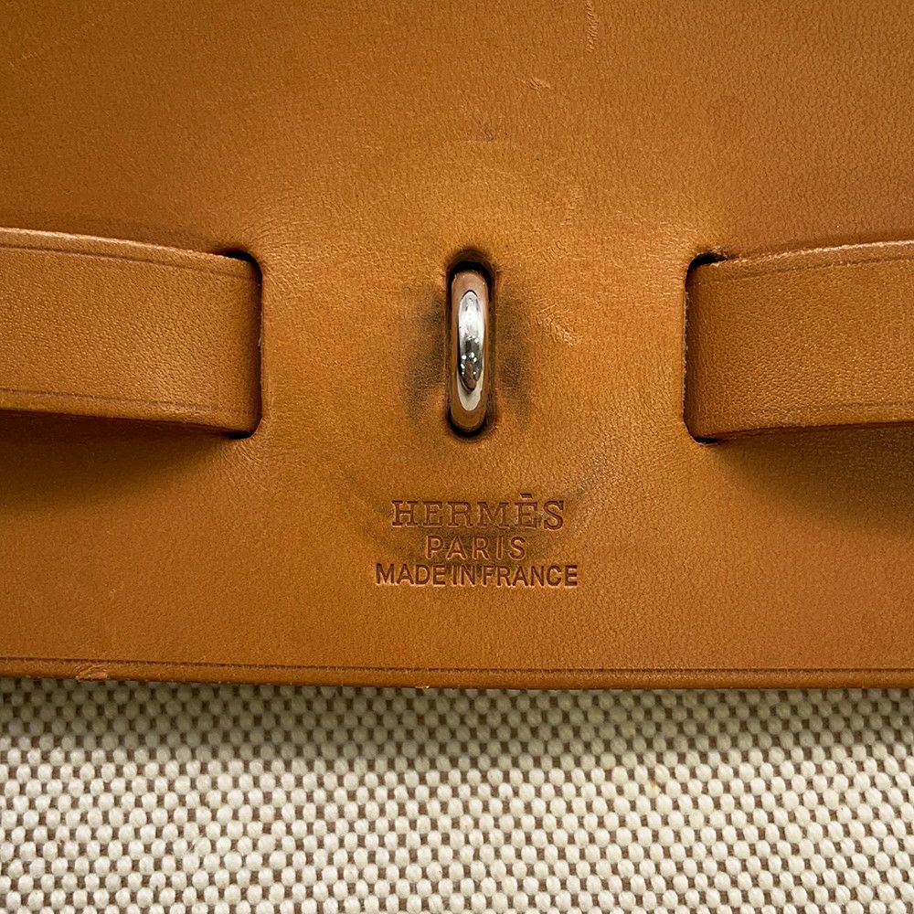 エルメス ショルダーバッグ エールバッグMM エクリュ/ナチュラル/シルバー金具 トワルアッシュ/レザー □E刻印